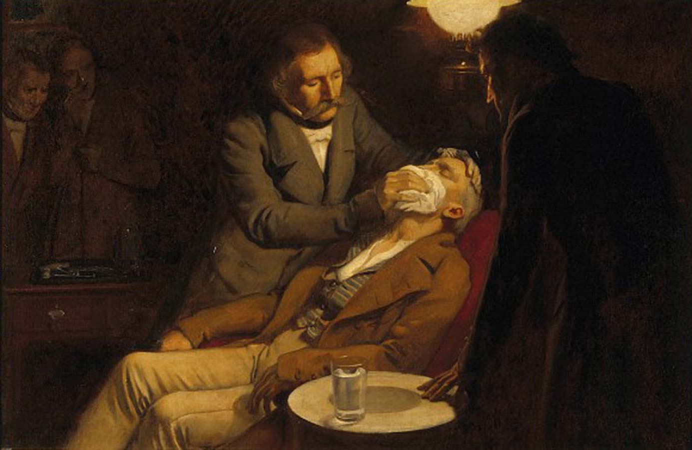 Painting of Dr. William T. G. Morton demonstrating the use of ether-induced anesthesia